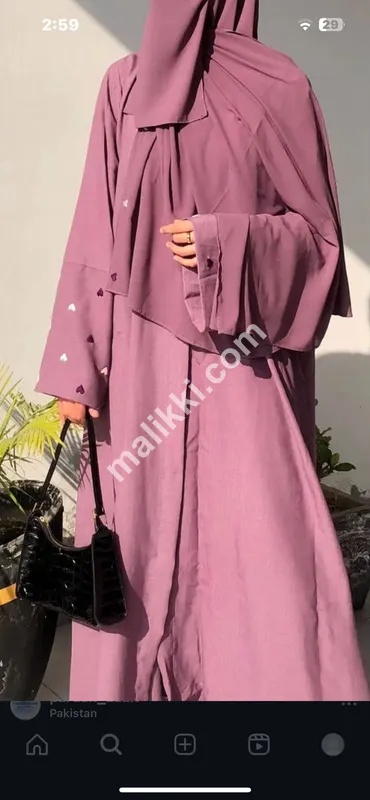 منجن جارجٹ عبایا پنک کلر میں