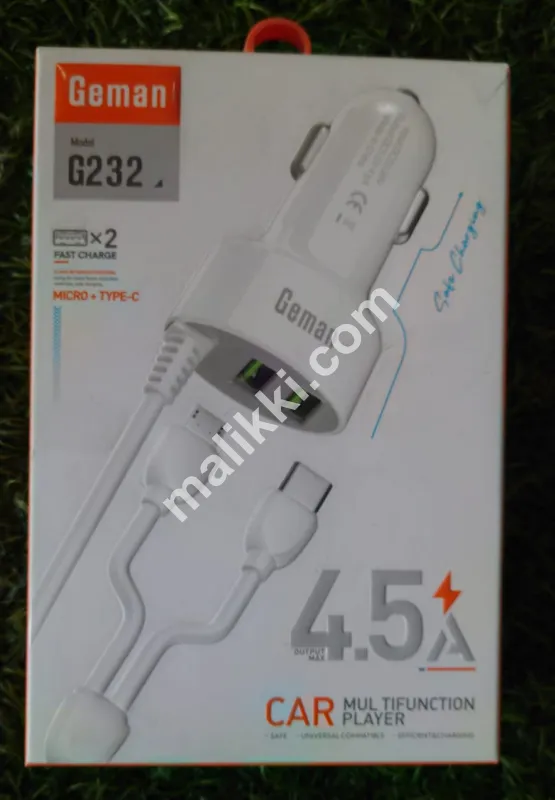Gemen Car Charger 4.5A Car Multiplier Type C and Micro with Two USB Ports