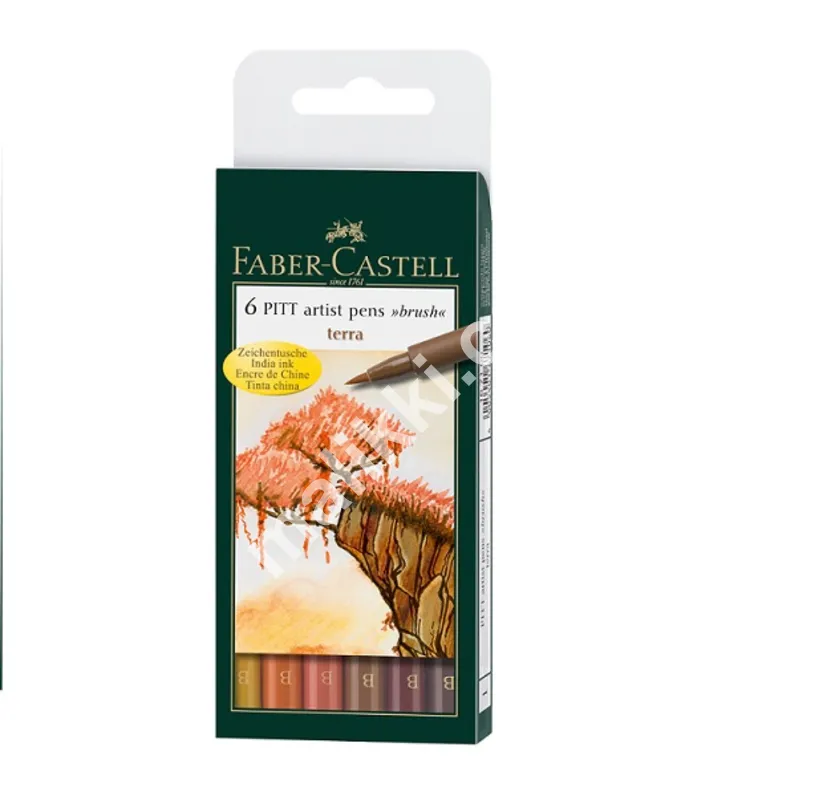 Faber-Castell PITT Artist Pen B Brush Terra Set of 6