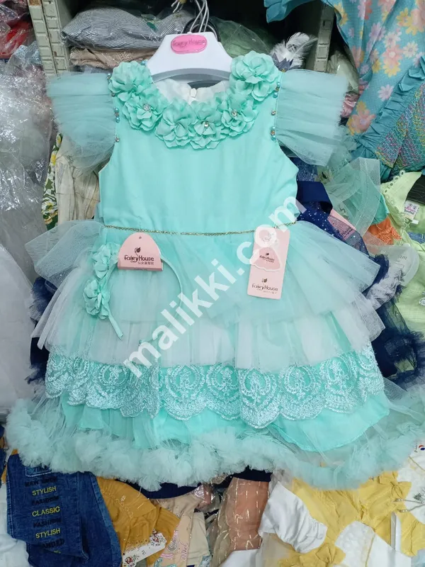 Net Frock In Blue Color for Baby Girls