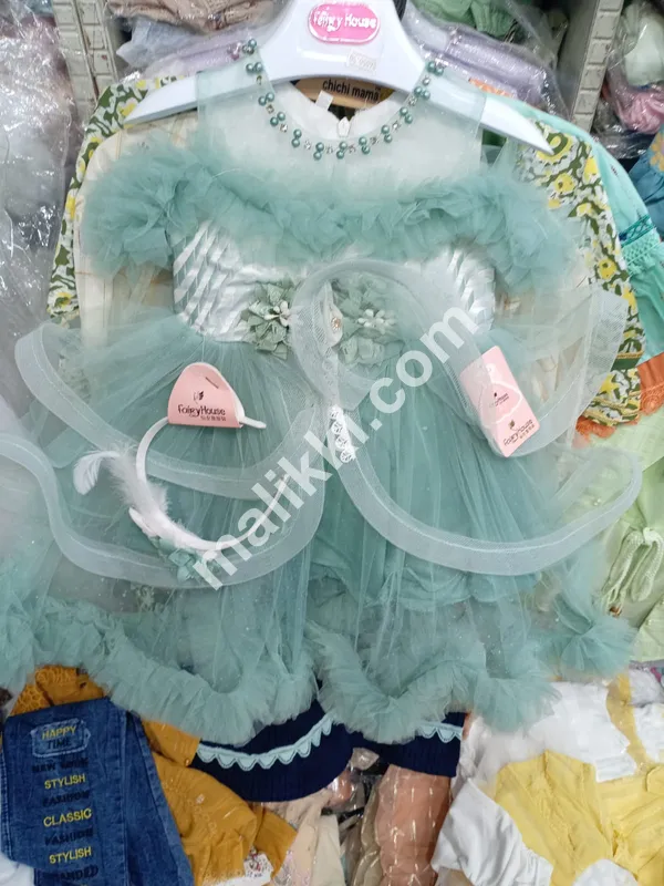 Light Green Net Frock for Baby Girls