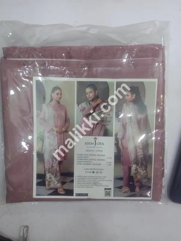 عاصم جوفا ڈیجیٹل پرنٹ شدہ لان 3 پی سی ایس بغیر سلے سوٹ