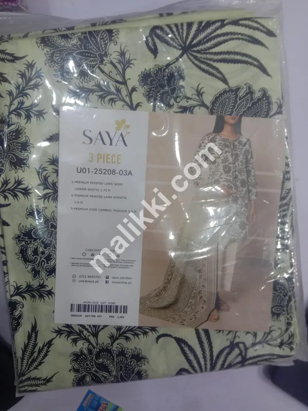 Saya Unstiched 3 PCS Lawn Suit