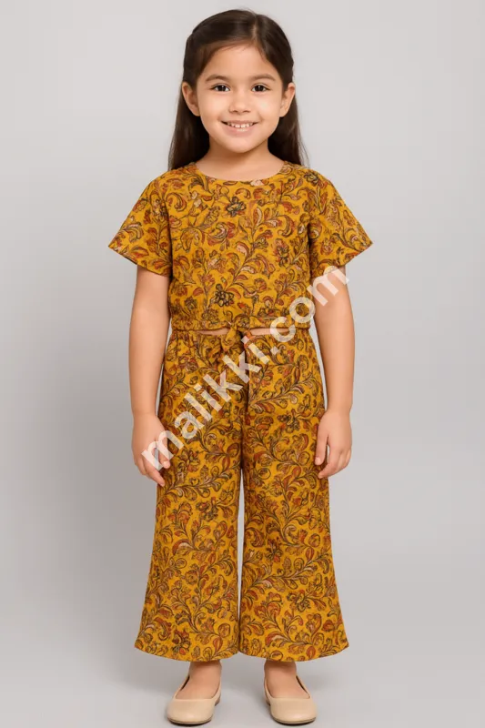 پیلا بھورا پھول پریمیم بچوں کا آرام دہ لباس