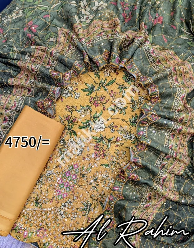 Bin Saeed latest Chickankari 3 PCS Unstiched Suit