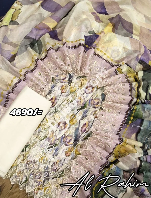 بن سعید چکنکاری 3 پی سی ایس بغیر سلے ہوئے سوٹ