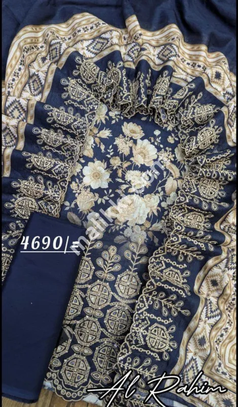 Bin Saeed latest Embroidered Chickankari 3 PCS Unstiched Suit