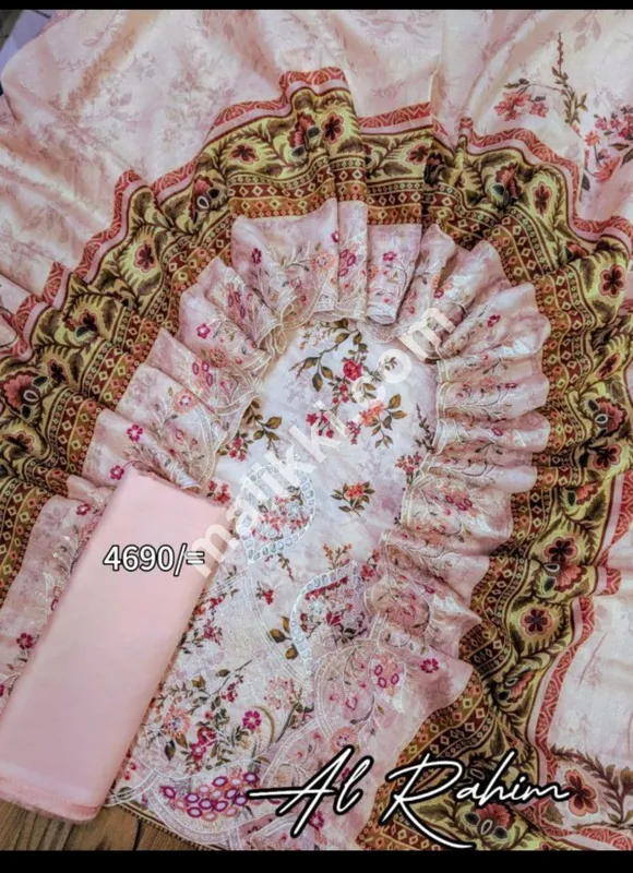 چکنکاری 3 پی سی ایس بغیر سلے ہوئے سوٹ