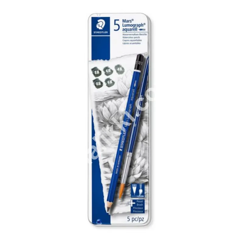 Staedtler کیس جس میں مختلف ڈگریوں میں گریفائٹ پنسلیں اور 1 برش 5 پیک