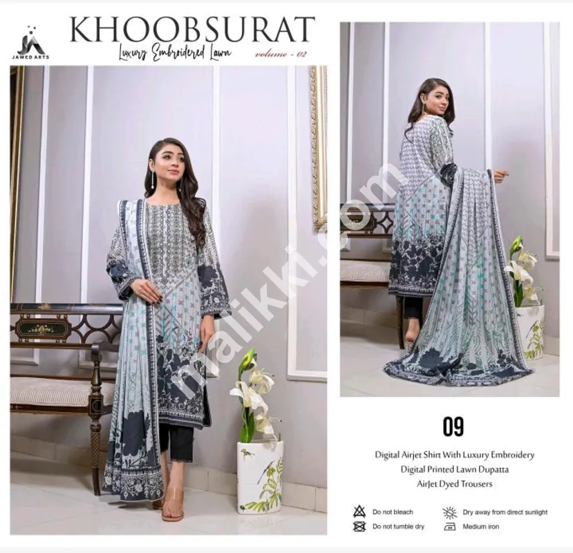 3 PCS Unstiched Embroidered Suit