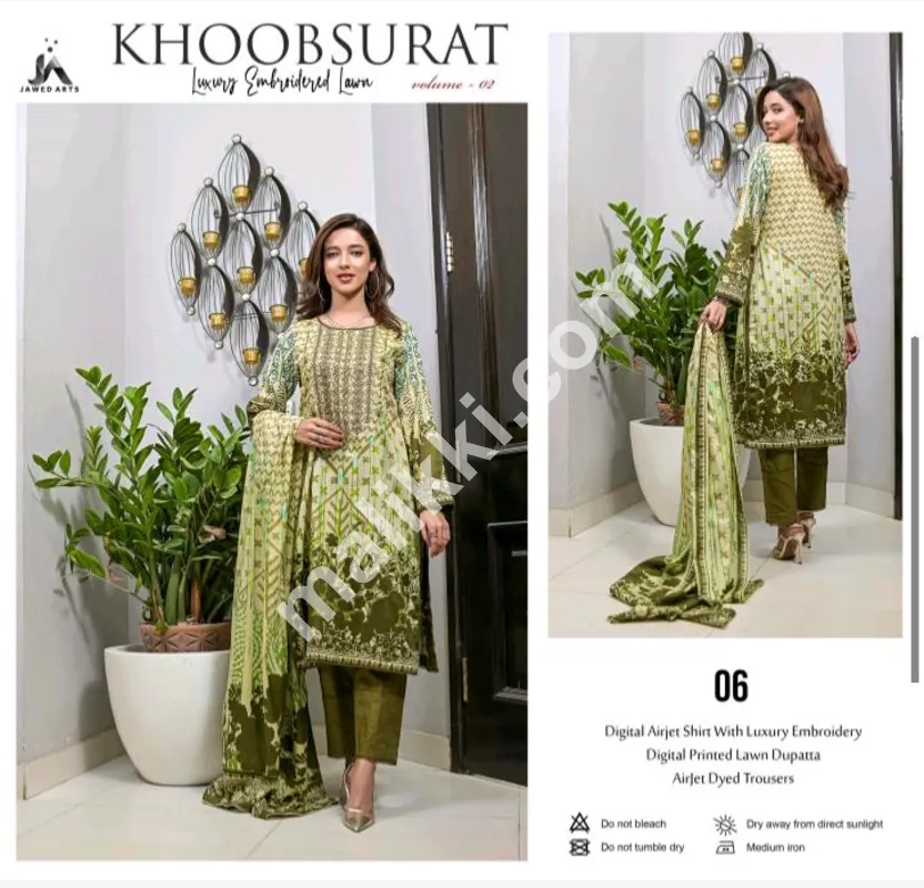 Jawed Arts Luxury Embroidered Lawn 3 PCS Unstiched Suit