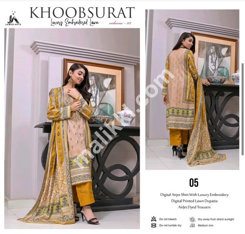 elegant Jawed Arts Luxury Embroidered Lawn 3 PCS Unstiched Suit