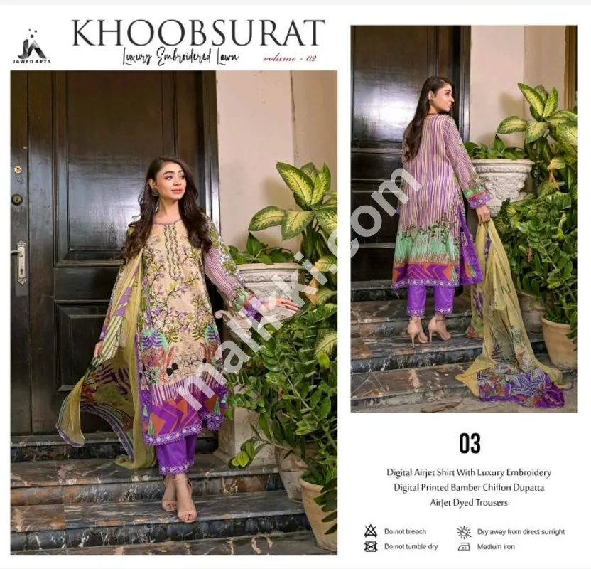 Luxury Embroidered Lawn 3 PCS Unstiched Suit