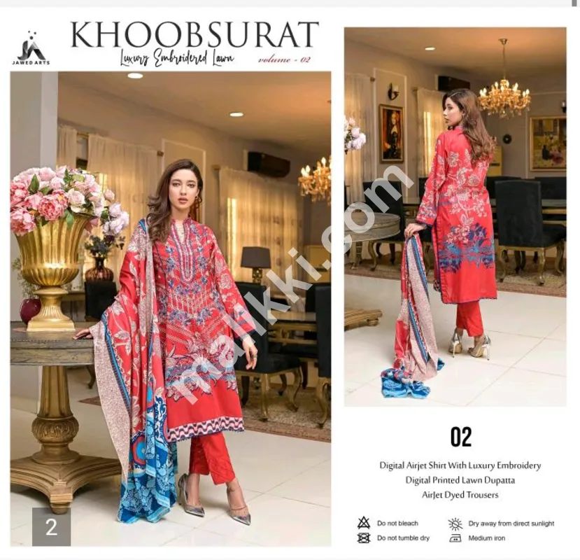 Embroidered Lawn 3 PCS Unstiched Suit