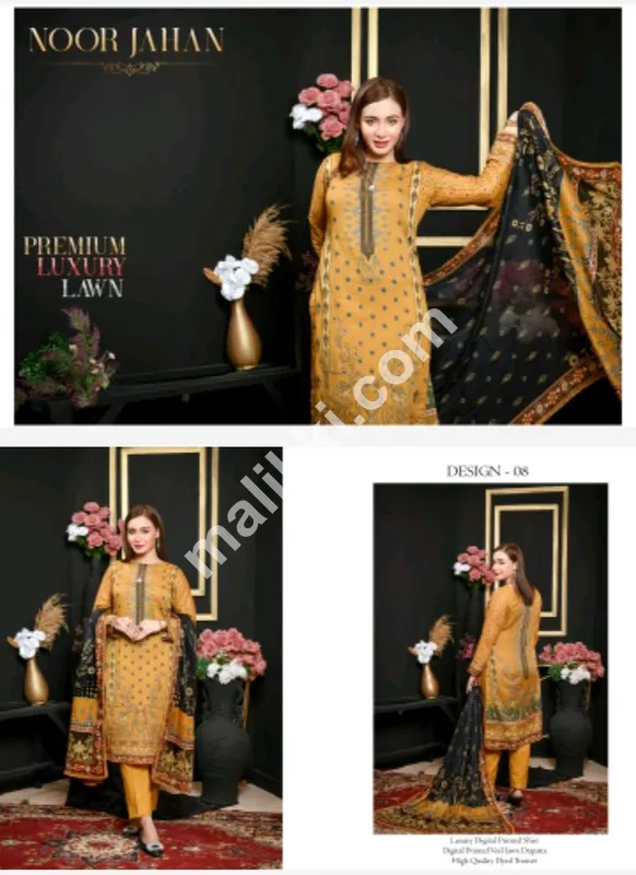 جاور آرٹس لگژری پرنٹ شدہ لان 3 پی سی ایس بغیر سلے ہوئے سوٹ