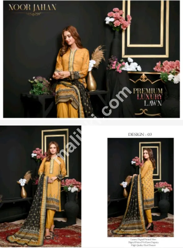 پرنٹ شدہ لان 3 پی سی ایس غیر سلیقہ شدہ سوٹ