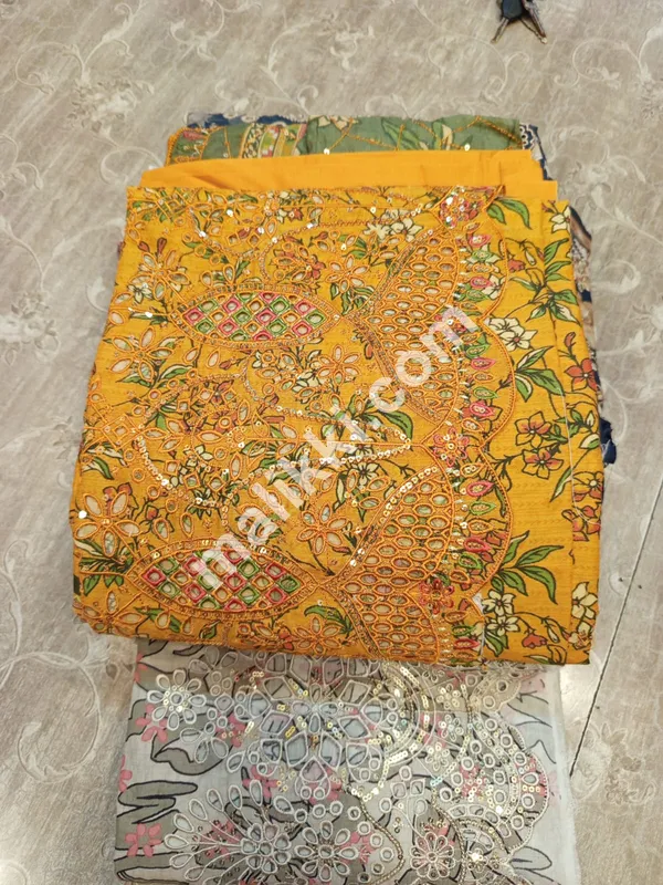 بن سعید تازہ ترین چکنکاری 3 پی سی ایس بغیر سلے ہوئے سوٹ