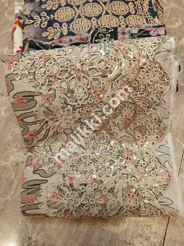 Bin Saeed Latest Chickankari 3 PCS Unstiched Suit