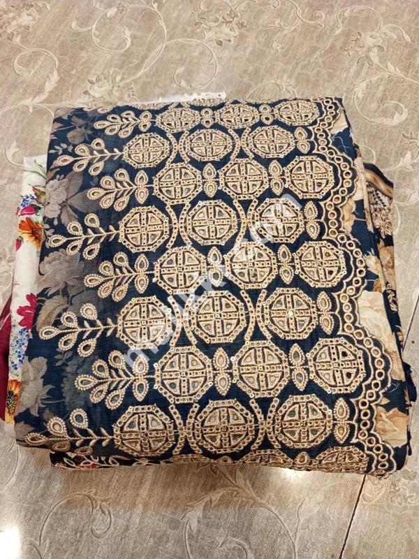 بن سعید تازہ ترین چکنکاری 3 پی سی ایس بغیر سلے ہوئے سوٹ