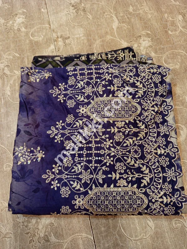 Original Bin Saeed ChickanKari 3 PCS Unstiched Suit