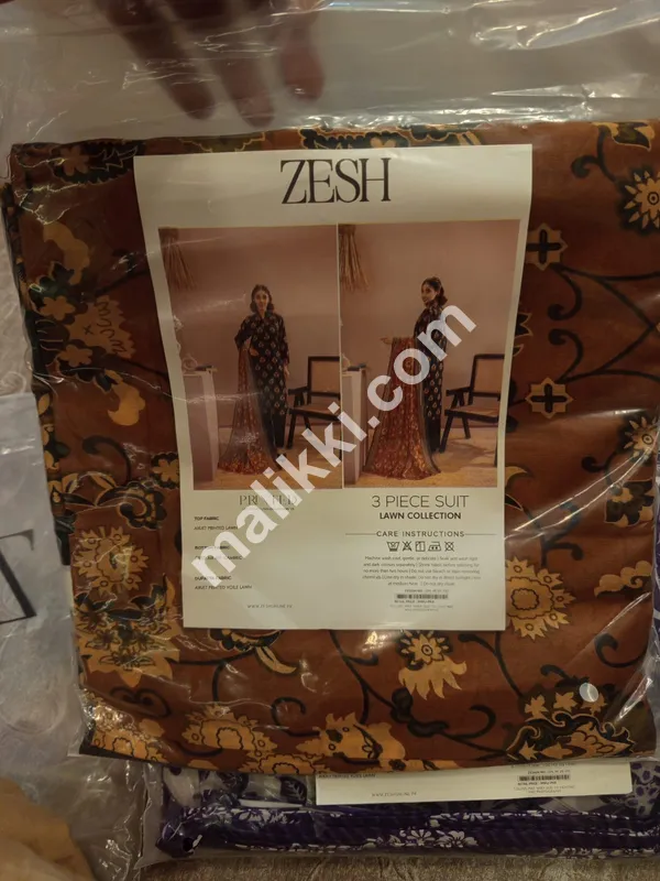 اصل ZESH پرنٹ شدہ لان 3 پی سی ایس بغیر سلے ہوئے سوٹ