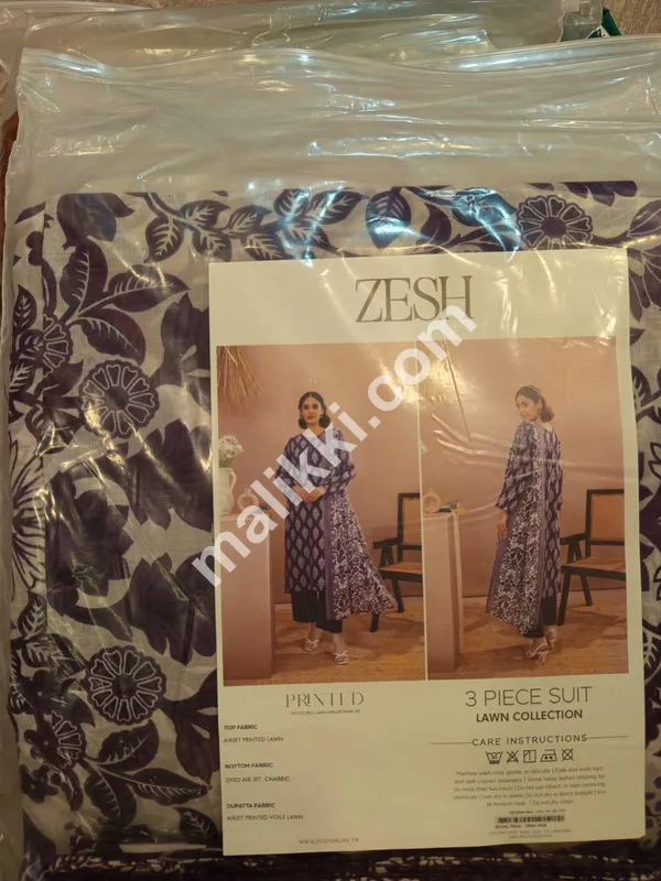 اصل ZESH پرنٹ شدہ لان 3 پی سی ایس بغیر سلے ہوئے سوٹ