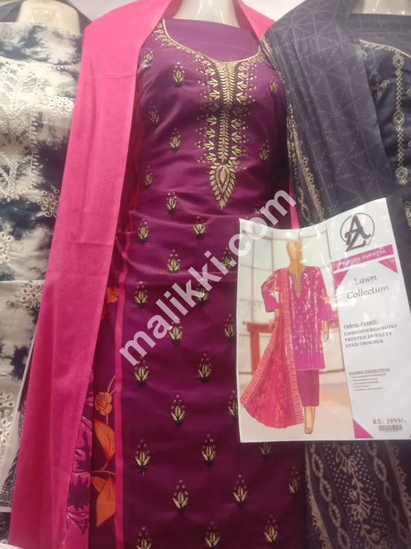 3 PCS Embroidered Unstitched Suit