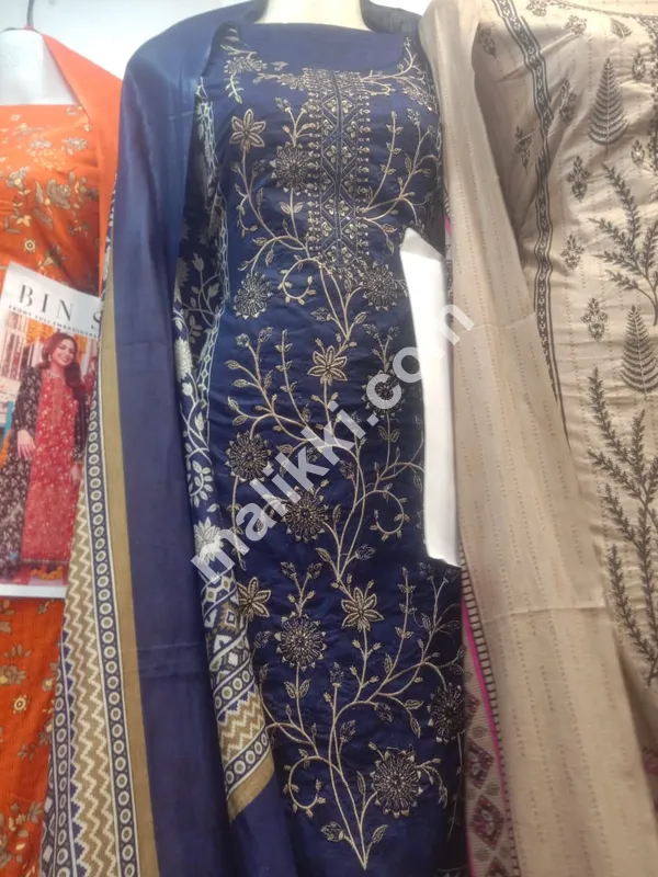 Royal blue Bin Saeed Pure Lawn 3 PCS Embroidered Unstiched Suit