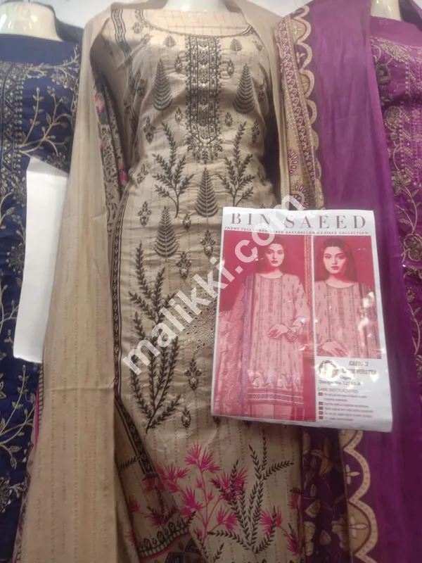 Camel Bin Saeed Pure Lawn 3 PCS Embroidered Unstiched Suit