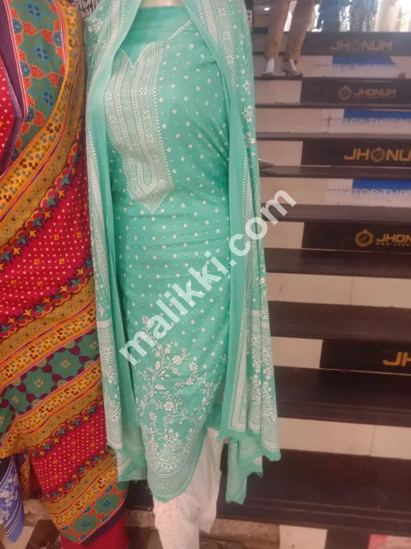 Blue color Alkaram Printed Lawn 3 PCS Unstiched Suit
