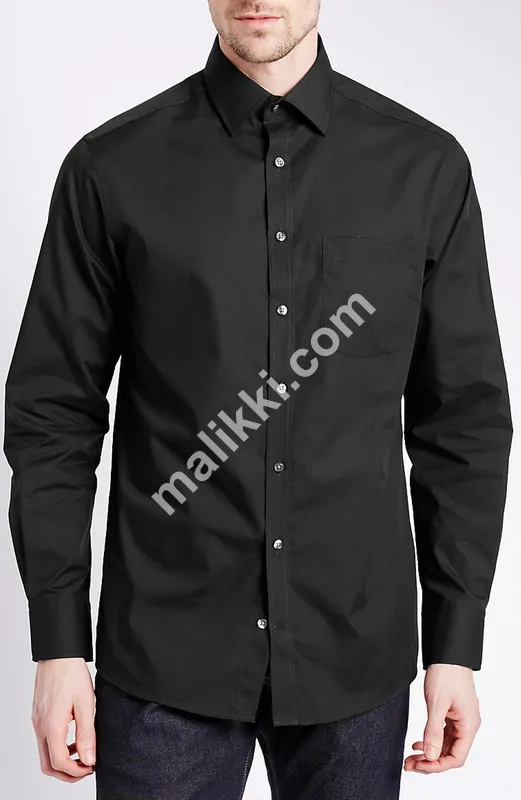  Black Cotton Dress Shirt