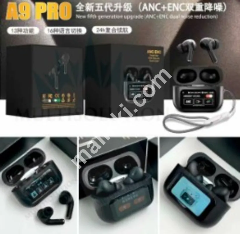 A9 PRO AIRPODS WITH LCD DISPLAY IN BLACK COLOUR