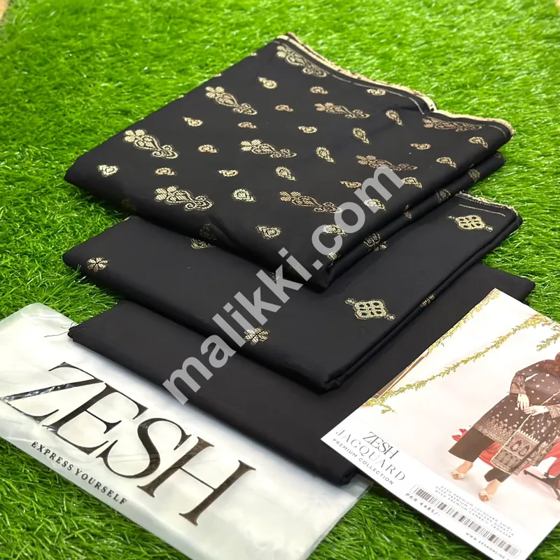 ZESH  JACQUARD COLLECTION , 2025  3 Piece Unstitched Suit In Black Color Available For Sale