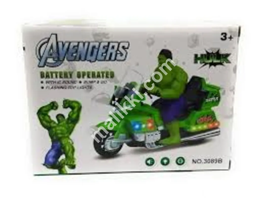 Toys Avengers Battery Operated Hulk Riding Bike with Flashing Top Lights, IC Sound