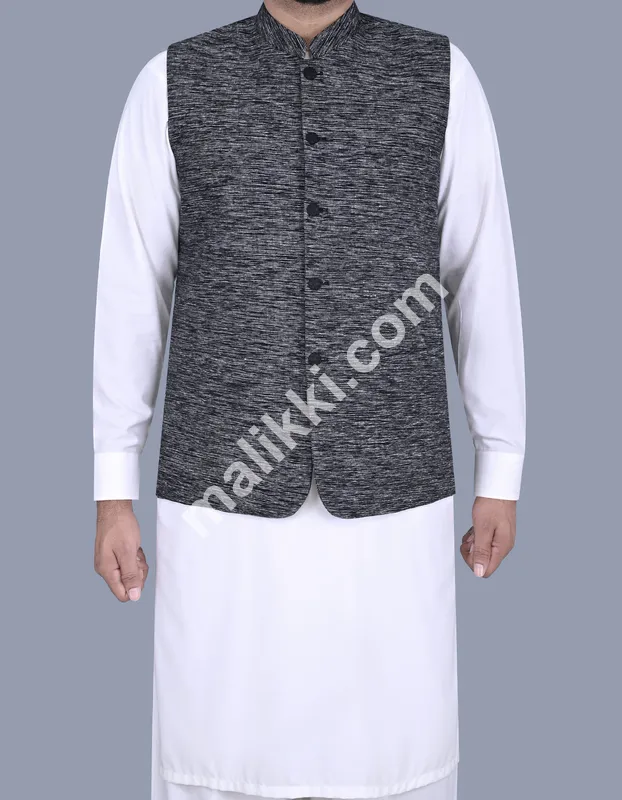 Black Slub Waist Coat