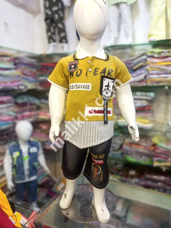 Cotton jersey with denim short for Kids