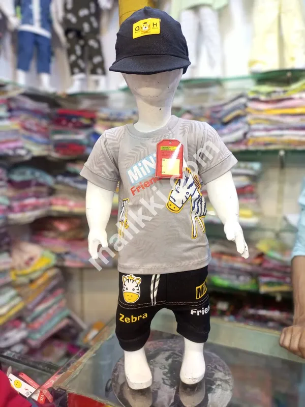 بچوں کے لیے کیپ کے ساتھ کاٹن جرسی سوٹ