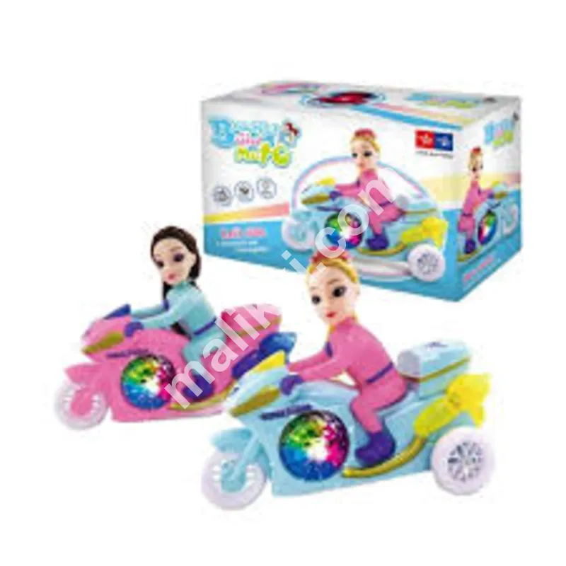 روشنی اور آواز کے ساتھ خوبصورت لڑکی موٹرسائیکل