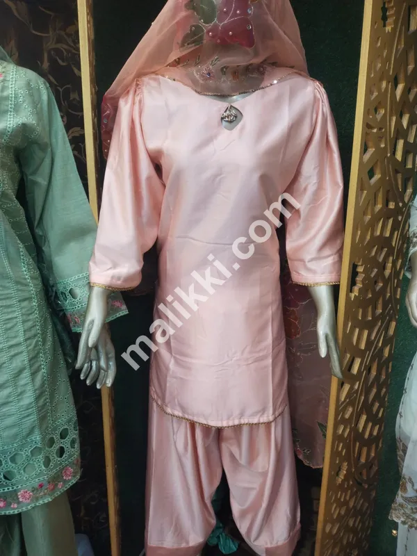 3 Pieces Silk Dress with Printed Embroidery Dupatta