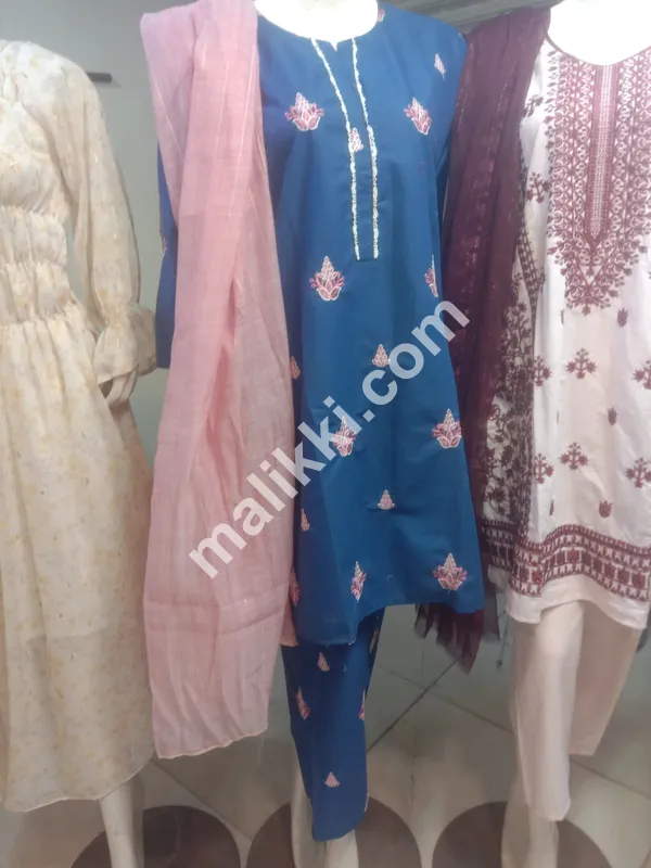 لان فیبرک شلوار قمیض خواتین کے لیے 3 پی سیز سوٹ