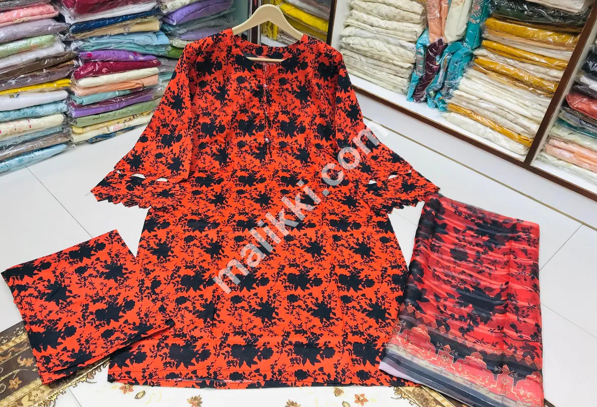 Lawn Fabric Shalwar Kameez Suit for Ladies