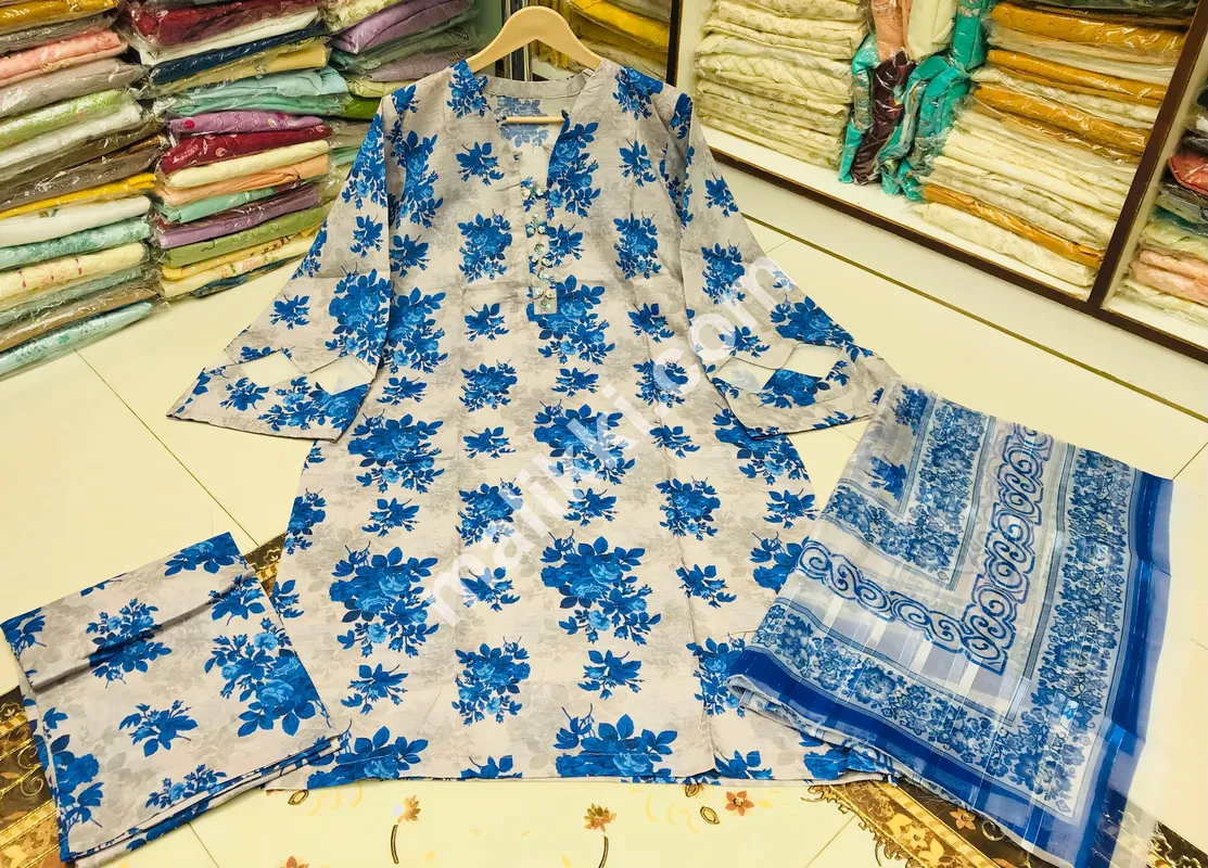 Lawn Fabric Shalwar Kameez Suit for Ladies