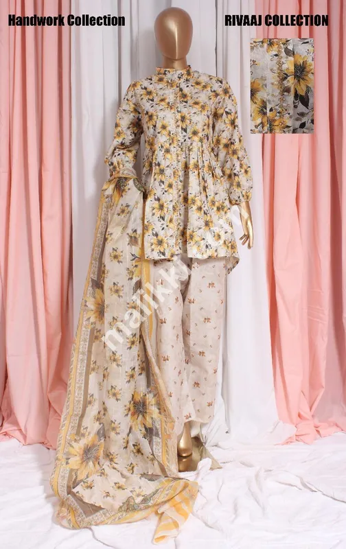 لان 3 پی سیز شلوار قمیض سوٹ (مختصر قمیض)