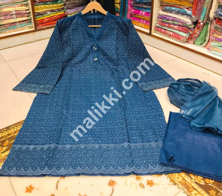 Zinc color Lawn 3 Pcs Shalwar Kameez Suit for Ladies