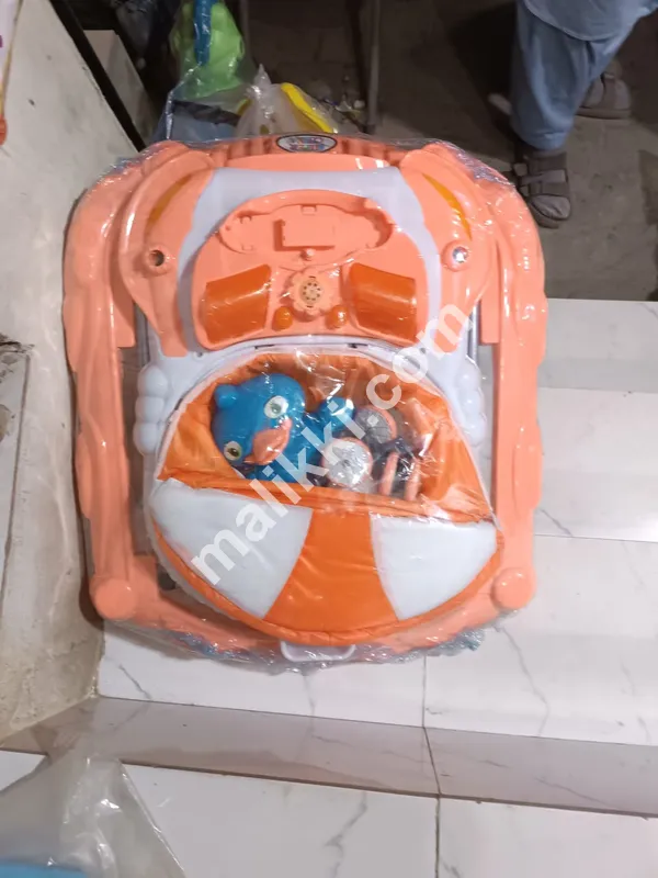 Baby Walker Creme Color with Plush Toys