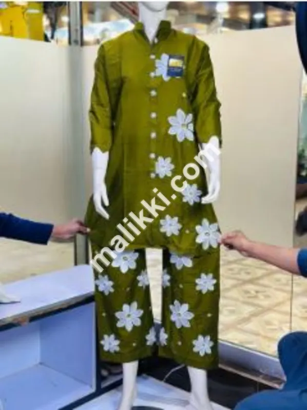 Cotton 2 Pcs Embroidery Dress for Ladies