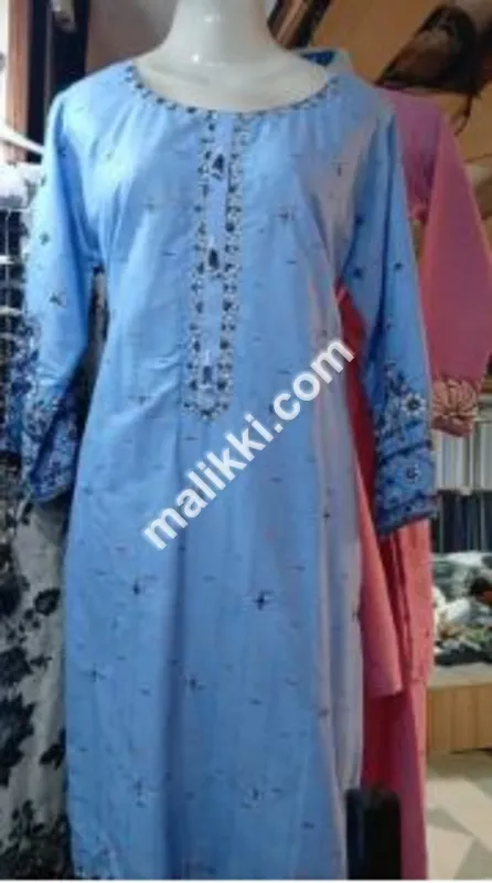 Cotton 2 Pcs Embroidery Dress for Ladies