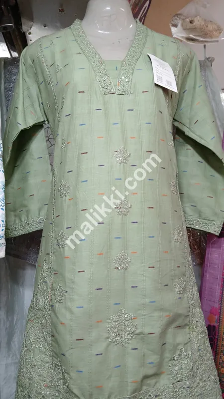 Cotton Fabric Embroidery Dress for Ladies