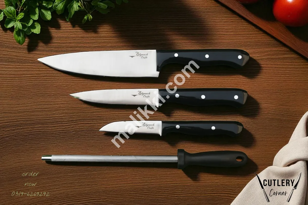 Premium 4-Piece Kitchen Knife Set with Honing Rod