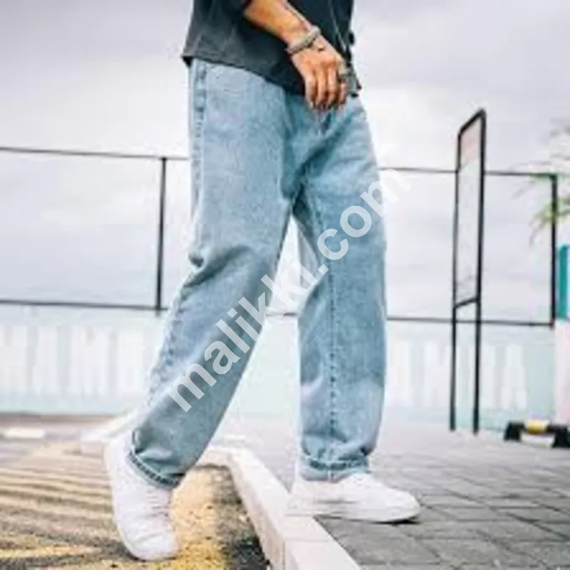 Men Light Blue Baggy Pent